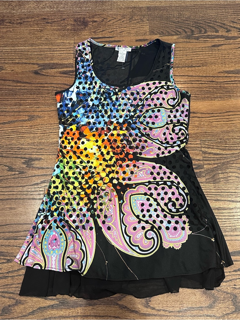 Alberto Makali Black Shell with Multicolor Paisley Trim